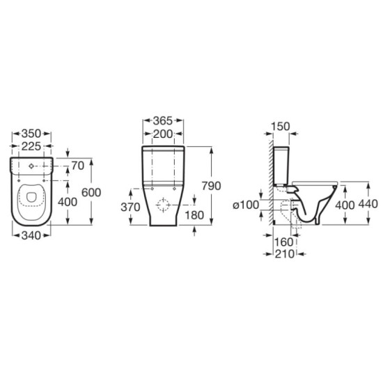 Унитаз-компакт Roca Gap Square Rimless A34273A000+A341470000+A801732001