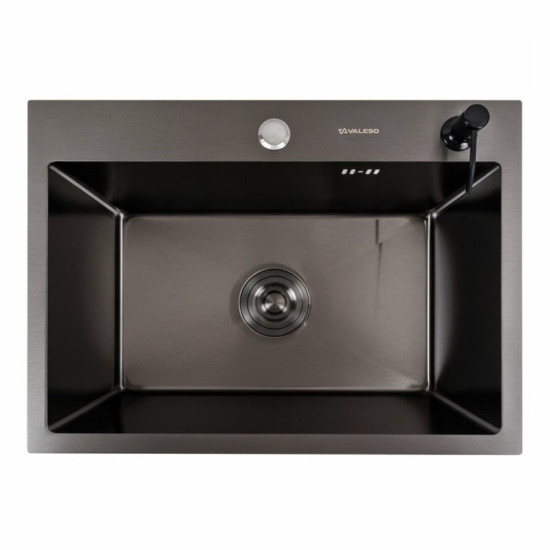 Кухонна мийка Valeso Handmade (58x43 см) PVD чорна + Valeso Q411MB