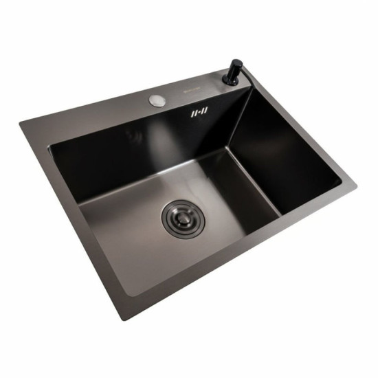 Кухонна мийка Valeso Handmade (58x43 см) PVD чорна + Valeso Q411MB