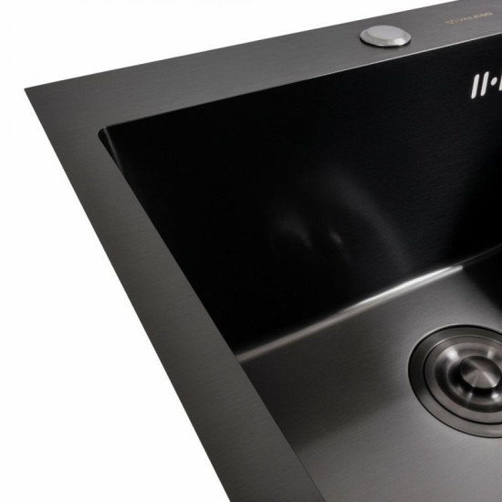 Кухонная мойка Valeso Handmade (50x50 см) PVD черная + Valeso NES-F12