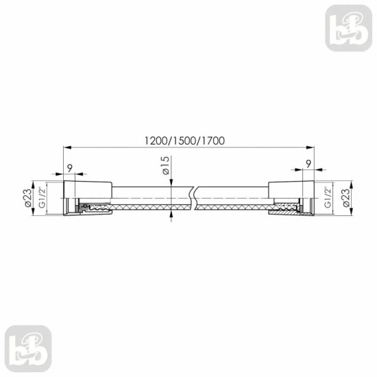Душевой шланг Imprese PVC f03600110AD 1500 мм, anti-twist, черный матовый