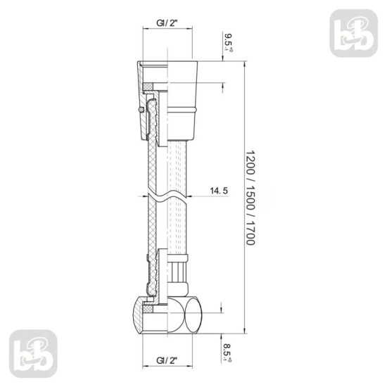 Душевой шланг Imprese PVC f03600110AF 1500 мм, anti-twist, блістер, черный матовый