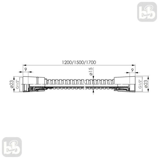 Душевой шланг Imprese SS f03600110SE 1500 мм, anti-twist, черный матовый