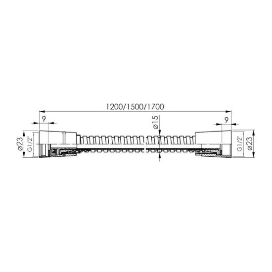 Душовий шланг Imprese SS f03600110SF 1700 мм, anti-twist, чорний матовий