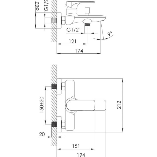 Смеситель для ванны Imprese LEDNICE f03207901BA