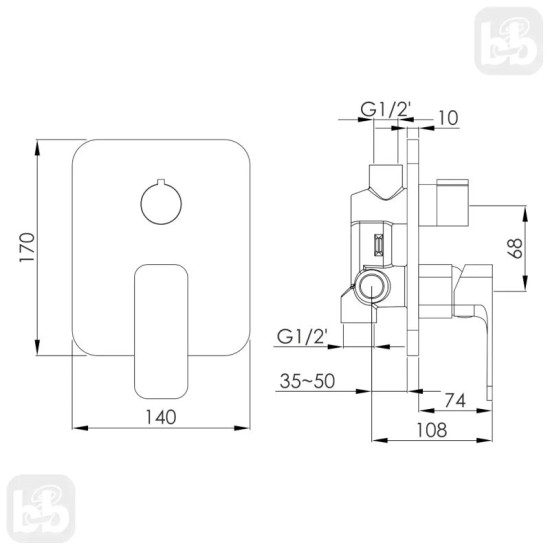 Змішувач прихованого монтажу Imprese BILOVEC f04600910SQ чорний матовий