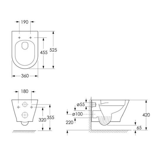 Унітаз підвісний Imprese LEDNICE rimless c06807900