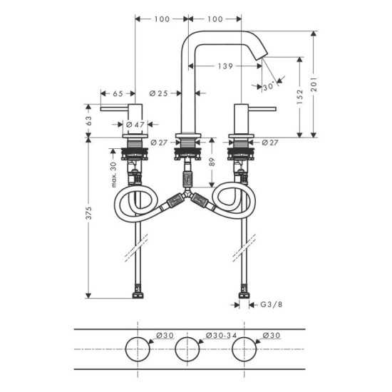 Змішувач для раковини Hansgrohe TECTURIS S 73330670 чорний матовий