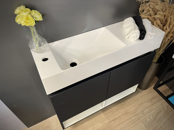 Тумба с раковиной Fancy Marble (Буль-Буль) Itaka L матовый графит
