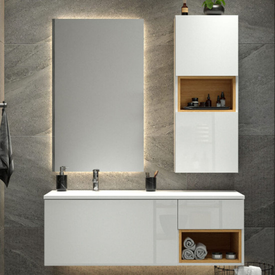 Тумба с раковиной Fancy Marble (Буль-Буль) ELLIOT белый