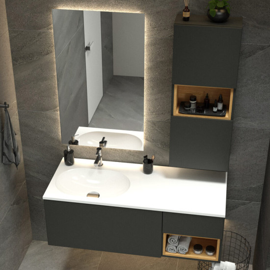 Тумба з раковиною Fancy Marble (Буль-Буль) ELLIOT графіт матовий