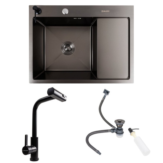 Кухонна мийка Valeso Handmade CM 65x50 L PVD чорна Valeso XK09B чорний