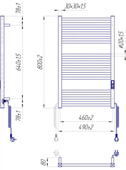 Рушникосушарка Mario Гера-I 800х500/80 TR К (2.2.1802.03.S)