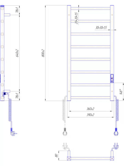 Полотенцесушитель Mario Токио-I 800х400/80 TR К (2.2.1705.03.S)