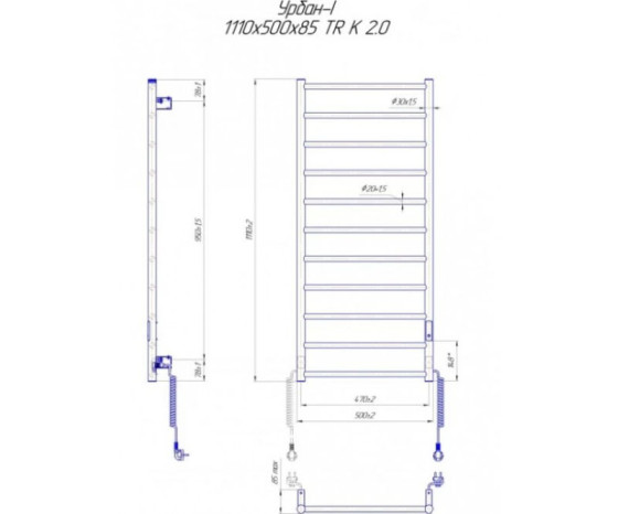 Рушникосушарка Mario Урбан-I 1110x500/85 TR K 2.0 (2.3.8301.10.WM)
