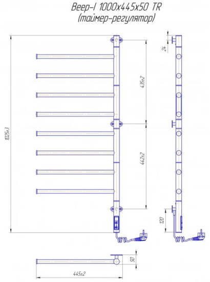 Полотенцесушитель Mario Веєр-I 1000х445/80 TR (2.3.0413.11.P)