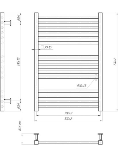 Рушникосушарка Mario INOX Гера 770х530/500 (1.7.044546.P)