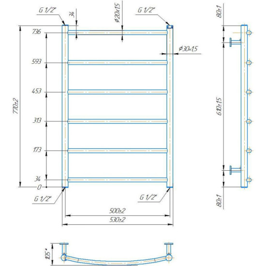 Рушникосушарка Mario INOX Класік HP 770х530/500 (1.8.044571.P)