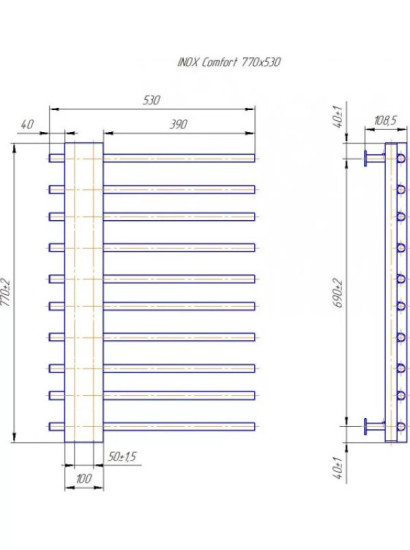 Полотенцесушитель Mario INOX Комфорт 770х530/50 (1.072.044132.P)