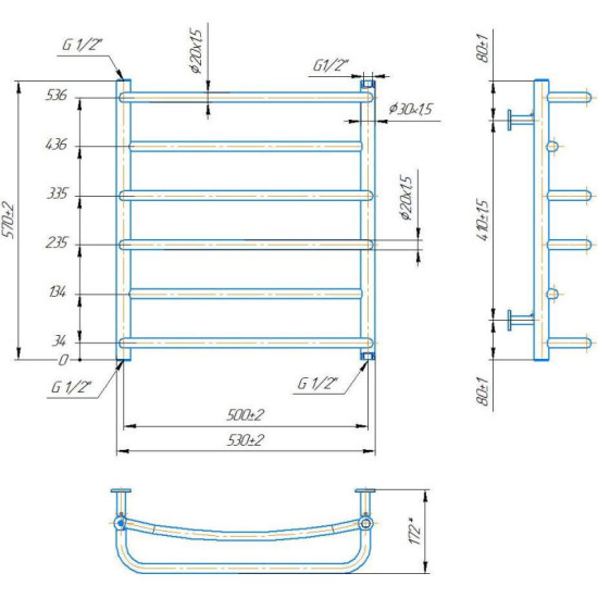 Рушникосушарка Mario INOX Люкс 570х530/500 (1.074.044576.0)