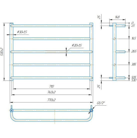 Полотенцесушитель Mario INOX Люкс Сіті 430х770/740 (1.8.044585.P)