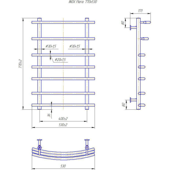 Рушникосушарка Mario INOX Маріо 770х530/400 (1.8.044589.P)