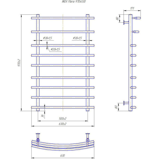 Полотенцесушитель Mario INOX Маріо 970х630/500 (1.8.044591.P)