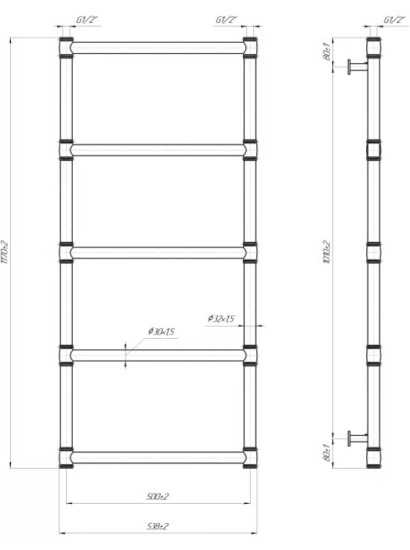 Полотенцесушитель Mario INOX Прованс 1170х538/500 (1.7.044604.P)