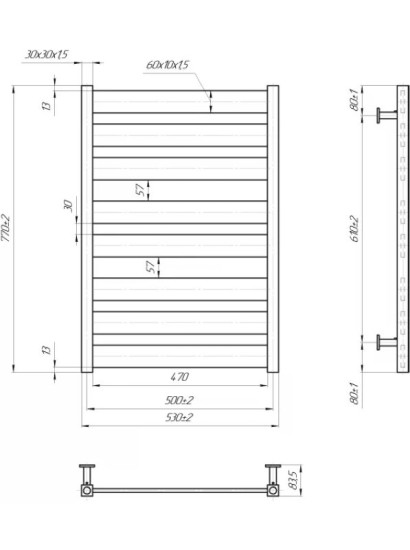 Полотенцесушитель Mario INOX Санті 770х530/500 (1.7.044605.P)