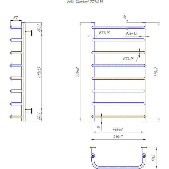 Рушникосушарка Mario INOX Стандарт 770х430/400 (1.8.044609.P)