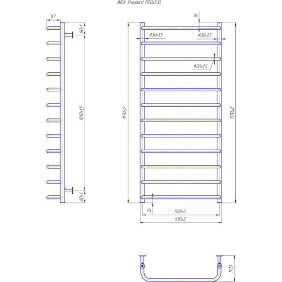 Рушникосушарка Mario INOX Стандарт 1170х530/500 (1.8.044612.P)