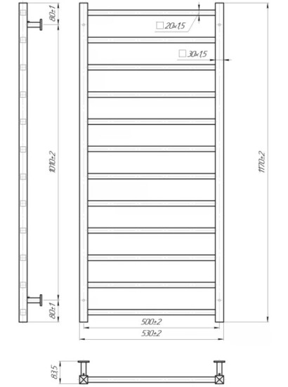 Рушникосушарка Mario INOX Токіо 1170х530/500 (1.7.044616.P)