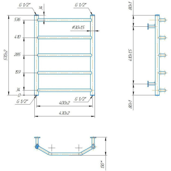 Рушникосушарка Mario INOX Трапеція 570х430/400 (1.8.044617.P)