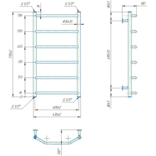 Полотенцесушитель Mario INOX Трапеція 770х430/400 (1.8.044618.P)