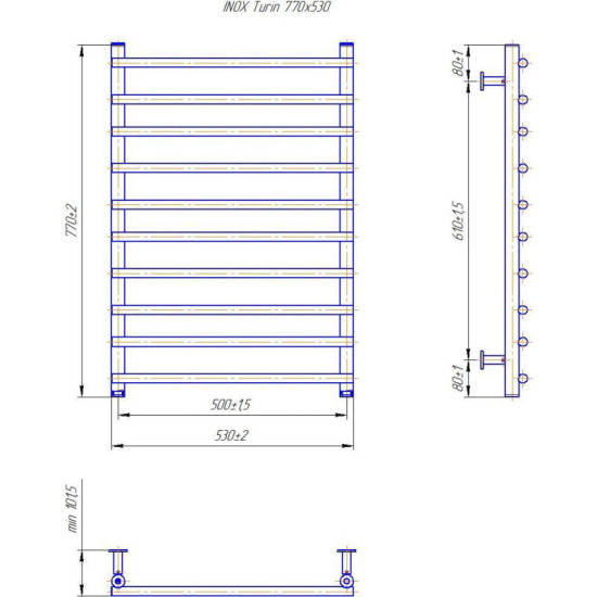 Рушникосушарка Mario INOX Турин 770х530/500 (1.8.044621.P)