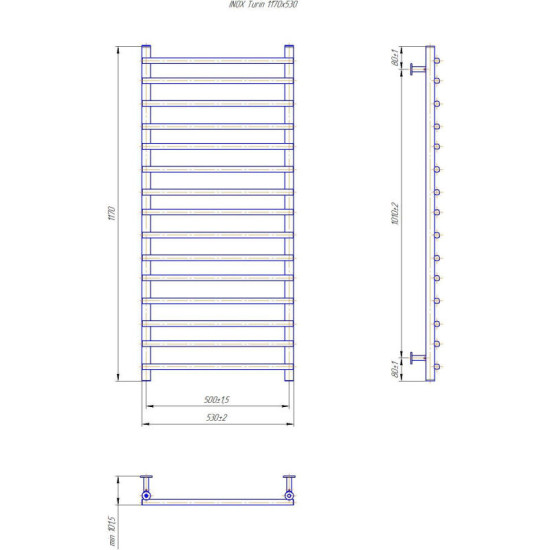 Полотенцесушитель Mario INOX Турин 1170х530/500 (1.8.044623.P)