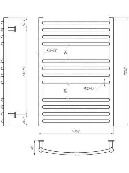 Полотенцесушитель Mario INOX Феникс 770х430/400 (1.6.044624.P)