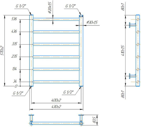 Полотенцесушитель Mario INOX Флет 570х430/400 (1.8.044562.P)