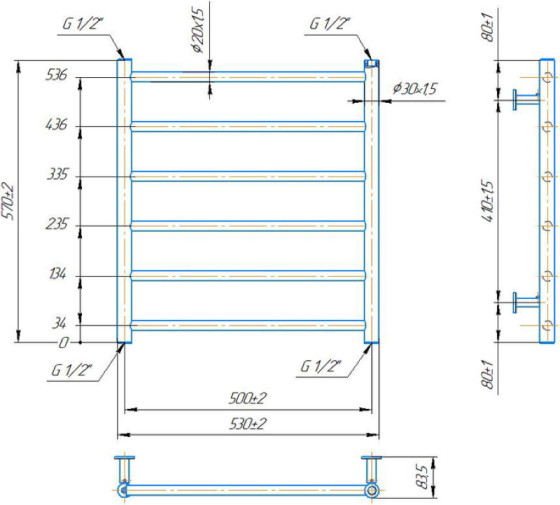 Рушникосушарка Mario INOX Флет 570х530/500 (1.8.044563.P)