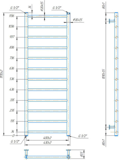 Полотенцесушитель Mario INOX Флет 1170х430/400 (1.8.044567.P)
