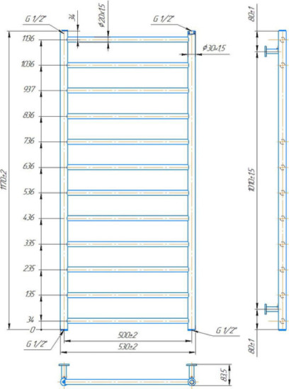 Рушникосушарка Mario INOX Флет 1170х530/500 (1.8.044568.P)