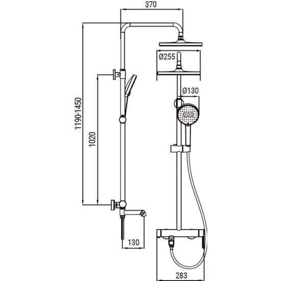 Душова система Koer KB-56029-12 матове золото (KR5503)