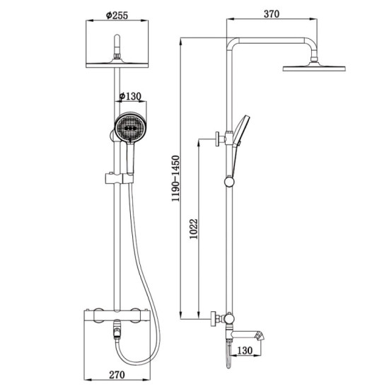 Душова система Koer KB-57029-05 чорний (KR5491)