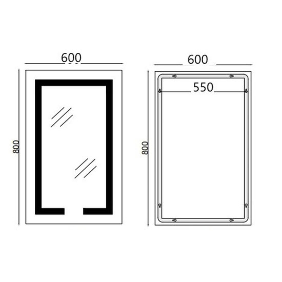 Дзеркало Mixxus HARD MR06-60x80-CASE с Led Touch, Anti-fog (MI7157)