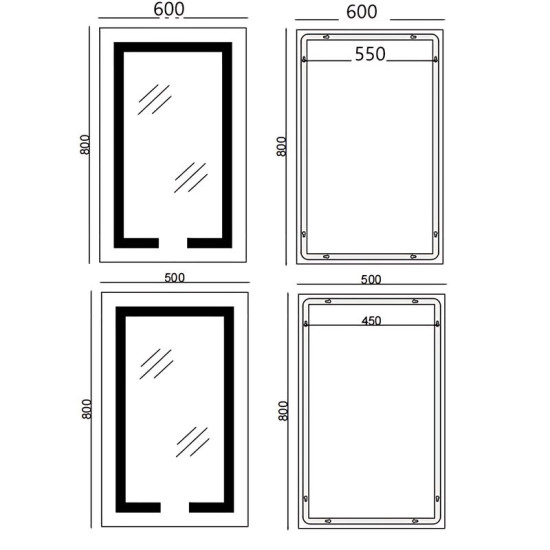 Зеркало Mixxus HARD MR07-50x80 с Led Touch, Anti-fog (MX9992)