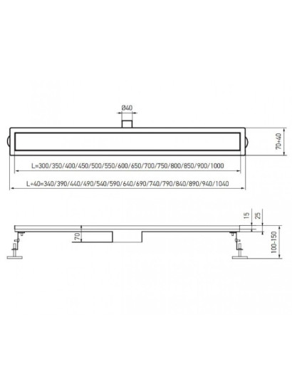 Лінійний трап Koer FD29-70x500-Black (AC0679)