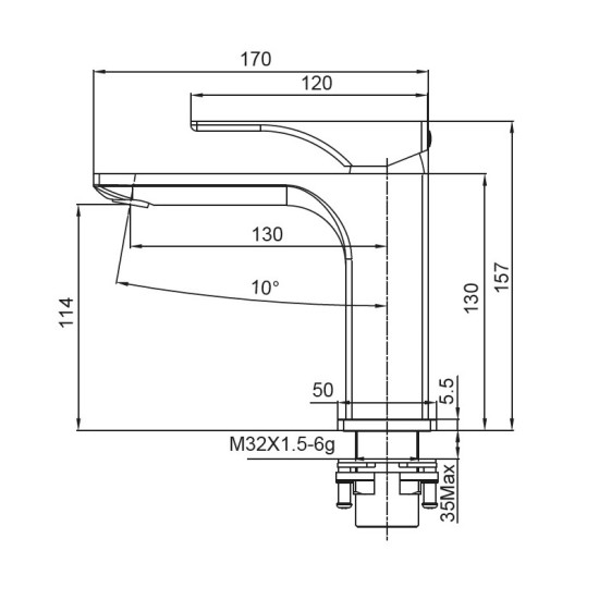 Смеситель для раковины Koer KB-10010-01 хром (KR3478)