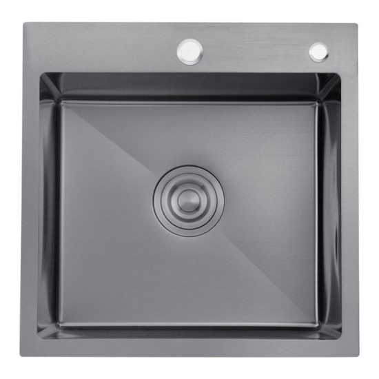 Кухонная мойка Kroner Schwarze-5050HM PVD + Ersel-GRP03393BLK + Spender-026