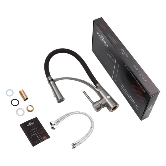 Кухонная мойка Kroner Schwarze-5050HM PVD + Ersel-GRP03393BLK + Spender-026