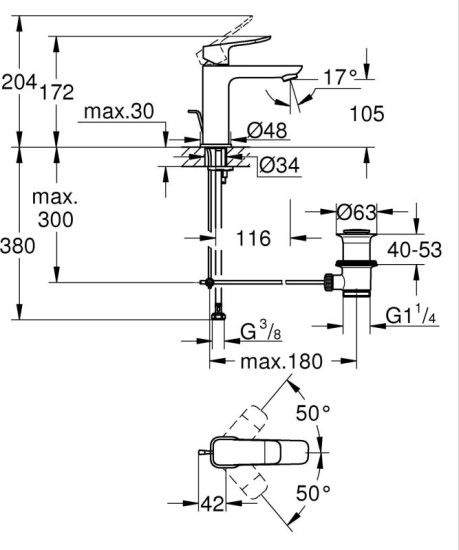 Смеситель для раковины Grohe QuickFix Dice 1018320000